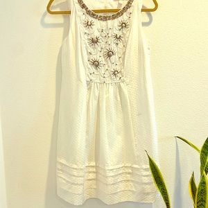 Beautiful Rebecca Taylor White Dress With Beading